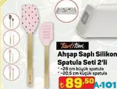 TANTİTONİ AHŞAP SAPLI SİLİKON SPATULA SETİ 2'Lİ